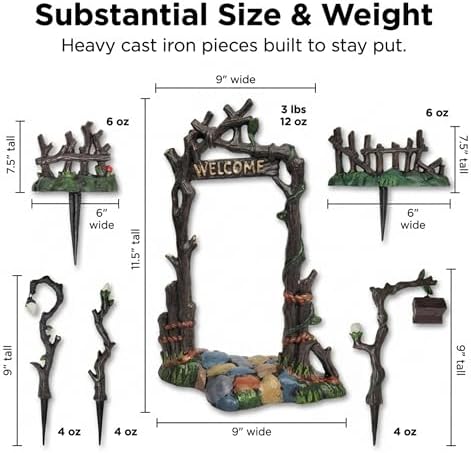 Lulu Decor, 100% Cast Iron Fairy Garden Decor Set Fairy Garden Accessories Including Fairy Lamps, Fences, and Welcome - Image 3