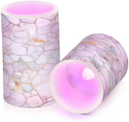 ALAZA Marble Textures Flameless Candles, LED Pillar Candles with Remote Timer, Battery Operated Candles Set of 2 - Image 5