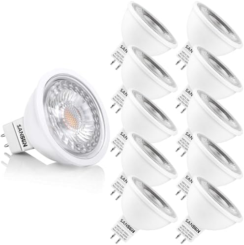 5W MR16 LED Landscape Light Bulbs, Low Voltage 12V 50W Halogen Replacement for Outdoor Landscape Spotlight and Track Light, GU5.3 Bi-Pin Base, Daylight White 4000K, Non-Dimmable, (Pack of 10) by SANSUN