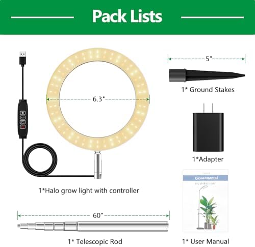6.3in Grow Light for Indoor Plants, 15W Full Spectrum Halo Plant Lights - Image 7