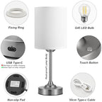 Touch Control Cordlss Table Lamp, USB-C Rechargeable Lamp with Stepless Dimming, 4000mAh Battery Operated Bedside Lamp for Bedroom, Living Room, Night Light & Emergency Lighting, Silver, 2 Pack - Image 6