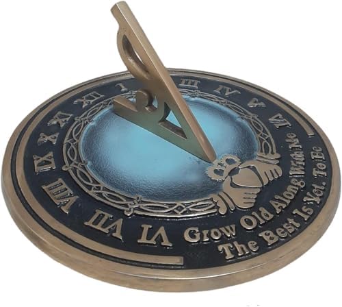 Solid Aluminium 10" Blue Round Garden Sundial - Plaque and Rooster Dial Outdoor Compass Sundials for Yards, Home Decor, Sundial Gift, Couple - Image 3