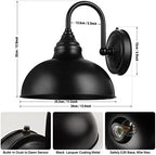 Barn Light Gooseneck Light- Dusk to Dawn Farmhouse Outdoor Lighting, 1-Light Outdoor Gooseneck Lighting with Sensor Farmhouse Wall Sconce for Patio Porch Garage (11.8" Diameter, 1pc) - Image 3