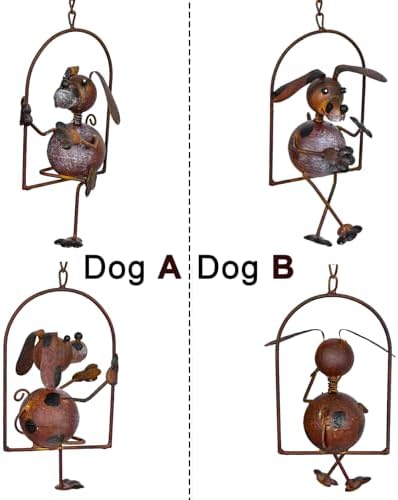 Lovely Iron Puppies Garden Balancing Stakes 44.5" High, Animals Play Seesaw Decorative Metal Yard Balancer Art, Present to Dog Lovers as Outdoor Lawn Decoration Sculpture - Image 2