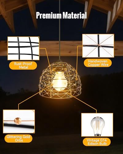 Solar Pendant Light Indoor Outdoor 4/6/8H Timer Set of 2 Remote - Image 5