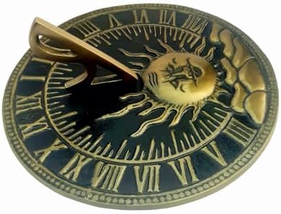 Solid Brass Garden Sundial - 10" Green Polished Brass Round Engraved Sundial - Plaque and Rooster Dial Round Patio Outdoor Compass Sundials for Yards, Home Decor, Sundial Gift, Couples - Image 2
