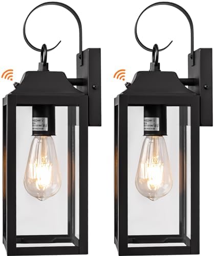 Dusk to Dawn Outdoor Wall Lights 15Inch Black 2 Pack by Yolsunes