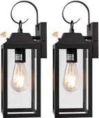 Dusk to Dawn Outdoor Wall Lights 15Inch Black 2 Pack by Yolsunes