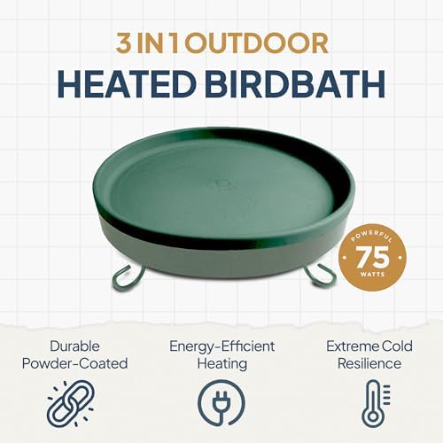 Farm Innovators BD-75 All-Season 3-in-1 Outdoor 14-Inch Heated Birdbath with 3 Mounting Options, 75 Watts, Green/Light Green (4 Pack) - Image 3