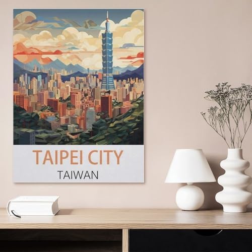 Vintage Metal Tin Sign，Taipei Taiwan vintage travel poster，Funny Bathroom Decor, Restroom Decoration, Funny Bathroom Wall Art Tin plaque(30x40cm）12x16 inch-AI10 - Image 2