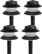 GreenLighting Paradise Low Voltage Landscape Pathway Lights - 2 Tier Outdoor Garden Lights - Easy, Simple Installation - Walkway, Lawn, Landscape Lighting (Black, 4 Pack) by GREENLIGHTING