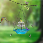 Hanging Bird Bath - Bird Bath Bowl with Solar Fountain Pump - Deck Mount Metal Bird Bath Bowl Powered by Water Fountain Pump for Outdoor Garden - Solar Powered Bird Bath Fountain - Image 6