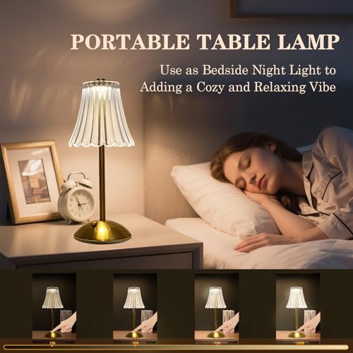 2 Pcs Cordless Rechargeable Table Lamp, Touch Dimming, 3 Color Modes - Image 4