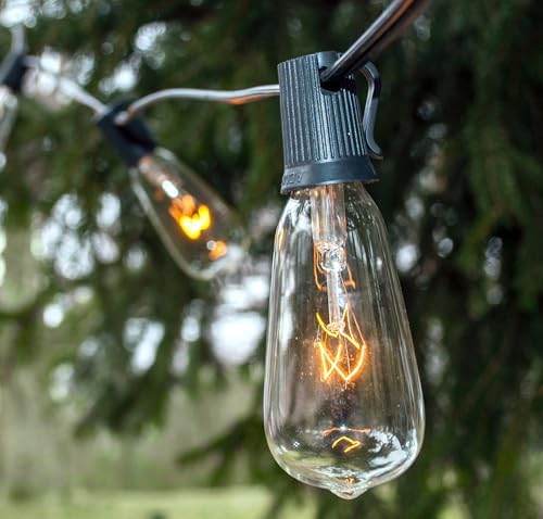 Vintage Edison Outdoor String Lights (ST40 Clear - Black Wire, 25 ft) - Image 3