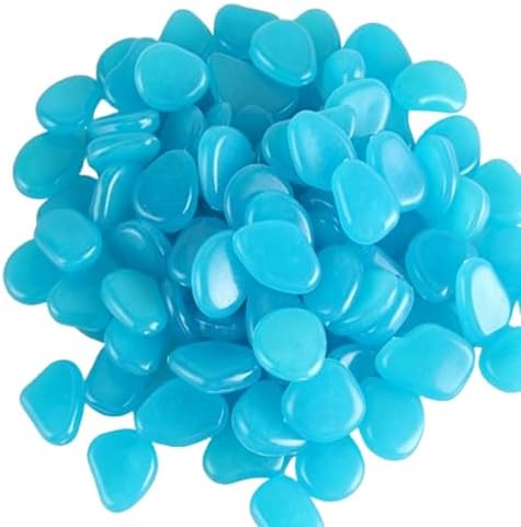 Colorful Glow-in-the-Dark Garden Stones, 500Pcs Solar Glow in the Dark Pebbles, Piedras Luminosas para Jardin,Outdoor Luminous Stones for Garden Path Walkway Yard Fish Tank Plant Pots (Dark Blue) by lfjfaecx