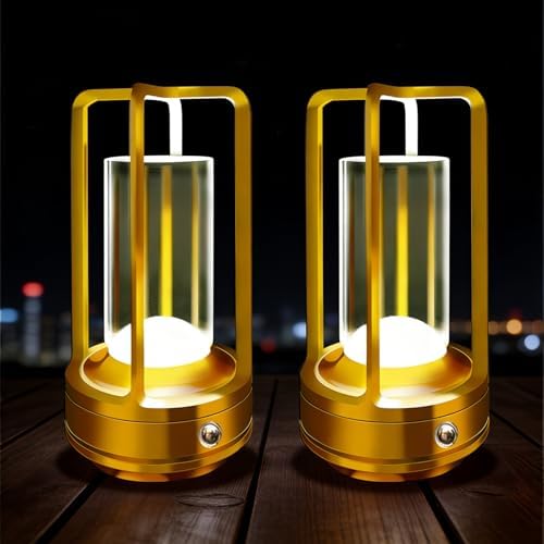 Rechargeable Table Lamp, 4000mAh Battery-Operated Cordless (Gold-2) by Unknown