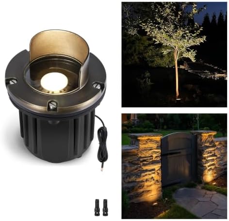 Gardenreet Brass Well Light - 12V Outdoor Waterproof LED In-Ground Landscape Lighting, Low Voltage Replaceable Bulb Ip65 Fixture, Antique Bronze for Garden Pathway Tree Without MR16 Bulb by Gardenreet