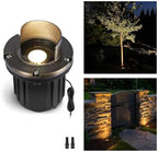 Gardenreet Brass Well Light - 12V Outdoor Waterproof LED In-Ground Landscape Lighting, Low Voltage Replaceable Bulb Ip65 Fixture, Antique Bronze for Garden Pathway Tree Without MR16 Bulb by Gardenreet