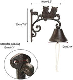 Sungmor Heavy Duty Cast Iron Wall Bell - Decorative Retro Style Lovely Owls Hand Bell - Manually Shaking Wall Hanging Doorbell - Indoor Outdoor Wall Mounted Dinner Bell - Garden Home Wall Decoration - Image 6