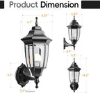 EMART Dusk to Dawn Outdoor Porch Light with Bulb, Wall Lamp(2 Pack, Black) - Image 2