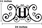 24 Inch House Plaque Letter - Wrought Iron Metal Scrolled Monogram Initial Letter Home Door Wall Hanging Art Decor Family Name Last Name Letter Sign (H, 24 x 11 inches,Thick 2mm) Christmas Gift - Image 2