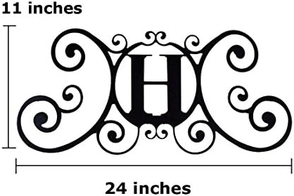 24 Inch House Plaque Letter - Wrought Iron Metal Scrolled Monogram Initial Letter Home Door Wall Hanging Art Decor Family Name Last Name Letter Sign (H, 24 x 11 inches,Thick 2mm) Christmas Gift - Image 2