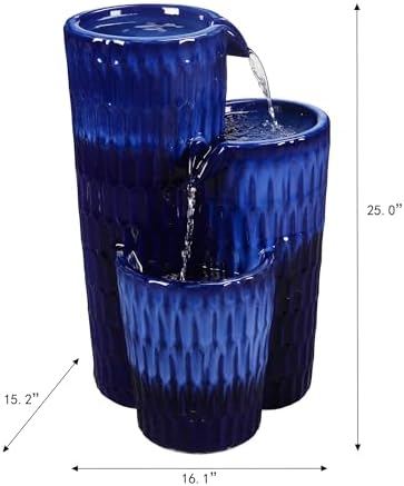 Blue Ceramic Fountain - Serenity in Simplicity, No Lights - Image 6