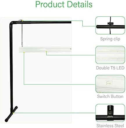 4 feet 40W LED Grow Light Stand Rack for Seedling,Growing Light for Indoor Plant,Natural White Light Full Spectrum LED Grow Light,Height Ajustable, Iron Pipe Frame, with Timer Outlet - Image 3