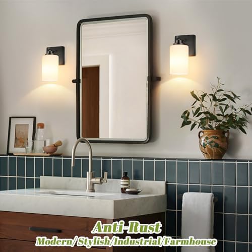 VerRon Wall Sconces Set of 2 with White Glass Shade for Bathroom - Image 2