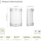 ASD LED Outdoor Wall Sconce, Dusk to Dawn 3000K 4000K 5000K Nickel 2 Pack - Image 2