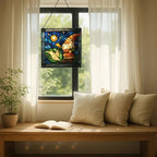 Gnome with Night Sky map Stained Glass Suncatcher – Square Hanging Window Panel for Home, Garden, Nursery, Halloween, Christmas, Memorial Day – Whimsical Glass Art Gift for Gnome Lovers uieqyf - Image 7