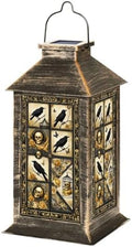 Solar Lantern Outdoor Garden Hanging Lantern Crow Skull Roses Butterflies Birdcage Golden Black Gothic Waterproof Solar Powered Lighting Outside Table Lamp for Patio Deck Yard Camping by Unknown