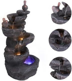 Cascading Rock Water Fountain with LED Lights by Unknown
