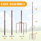 LEIFIDE Copper Color 72" h Replacement Pole for Large Wind Spinner, Windmill Replacement Parts, Three-Part Composition, 22mm Thicker Tube, Easy Assembly for Large Metal Wind Spinner (5 Prongs Base) - Image 4