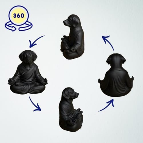 OLOMA Concrete Meditating Dog Statue Heavy Stone Garden Sculpture Weather Resistant Outdoor Indoor Decor for Patio Lawn Yard Entryway Meditation Space Accent Feature - Image 4