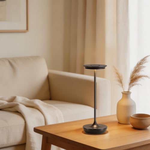 LED Rechargeable Cordless Table Lamp Battery Operated Light Black - Image 5