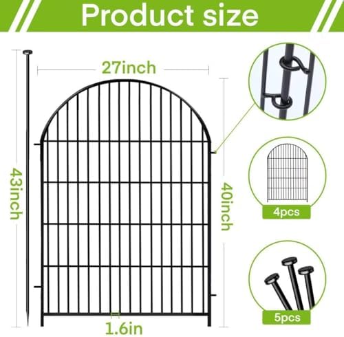ADAVIN 40in Tall Garden Fence, 4 Panels No Dig Fencing for Dogs, 8.8ft - Image 2
