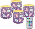 4Pcs Easter Day Flameless Candles with 18-Key Remote and Timer Battery Operated Candles LED Pillar Tea Lights for Patio Porch Party Home Decoration, Daisy Easter Eggs by Merkmak