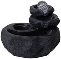 Resin Stone Waterfall Outdoor Fountain, Indoor Water Fountain Tabletop, with LED Light, Rolling Ball, Bird Design for Home Decor, Office, Backyard(Black,Large) by LMXRYPD