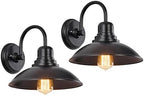 2 Pack Black Outdoor Wall Sconce, Modern Farmhouse Gooseneck Barn Light with E26 Socket, Anti-Rust Metal Vanity Light for Indoor & Outdoor Use - Bathroom, Entryway, Hallway, Garage, Porch by FLALINKO