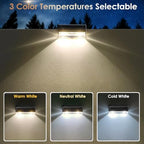 Solar Fence Lights Outdoor - 3000/4000/6000K 3 Mode, IP65 Waterproof Fence Lights Solar Powered, Dusk to Dawn Solar Light for Outside, Backyard/Step/Patio/Deck/Stair Railings and Wall (12 pack) - Image 2