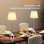 Kakanuo Cordless Table Lamp Rechargeable Silver - 1 Pack 4000mAH Battery Operated Lamp for Decor, 3000K Stepless Dimming Touch Control Wireless Lamp for Bedroom, Dining Table, Counter, Living Room - Image 6