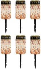 Poceacles Solar Powered Flameless Candle Cemetery Votive Candles Waterproof Outdoor Memorial Solar Stake Lights Home Outdoor Decoration, Fall Maple Leaf Pumpkin Print, Pack of 6 by Poceacles