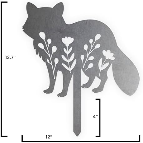 Animal Floral Metal Garden Stake | Raw Metal Patinas Over Time | Yard Art Decor Spring Summer Decorations Flower Bed Plant Stakes Marker (Racoon) - Image 3