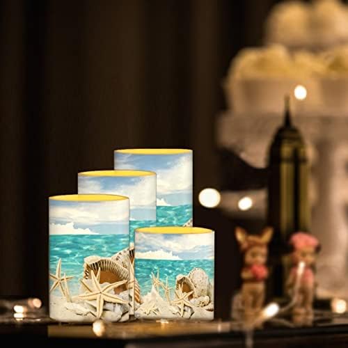 Flameless Candles with Remote Timer, Beach Starfish Coastal Decor - Image 6
