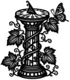 Butterfly and Sundial Vine Design Metal Wall Art Metal Outdoor Decor Metal Signs Elegant Vintage Wall Decor Home Decoration for Living Room Bedroom Garden Patio (Black,16inch) by Unknown