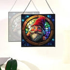 Stained-Glass Window Gnome Stained Glass Suncatcher – Square Hanging Window Panel for Home or Greenhouse – Whimsical Glass Art Gift for Garden Lovers, Christmas, Halloween, Father Days f4NVcT - Image 4