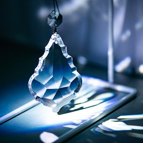 8Pcs 76mm(3.0") Clear Color Chandelier Crystals Parts Maple Leaf Prism Pendant Connected Glass Octagon Beads Chain for Chandelier Decoration, Party,Wedding Decorative (Clear Beads + Gold Plated PIN) - Image 5