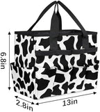 Black White Garden Tool Bag Organizer Heavy Duty Fun Cow Print Farm Animal Gardening Tote Bag with 10 Pockets for Women Men Gardening Gifts - Image 3