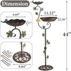 Metal Bird Baths for Outdoors, 44" Height Cast Iron Pedestal Bird Bath and Feeder, Vintage Sturdy Heavy Duty Birdbath Bowl, Tall Floral Accents Birdbaths for Garden Yard Patio Porch Decor - Image 3